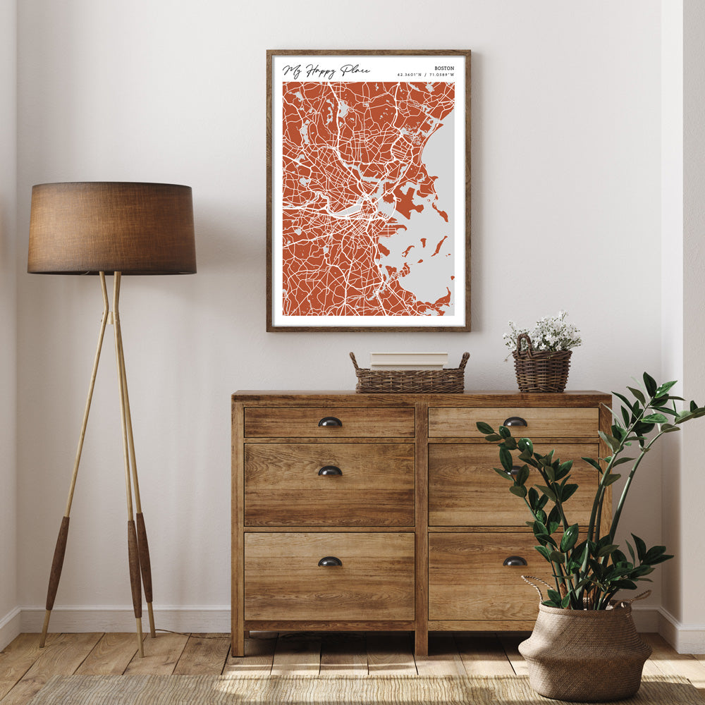 Map Art - Burnt Orange - Modern #2 Nook At You  