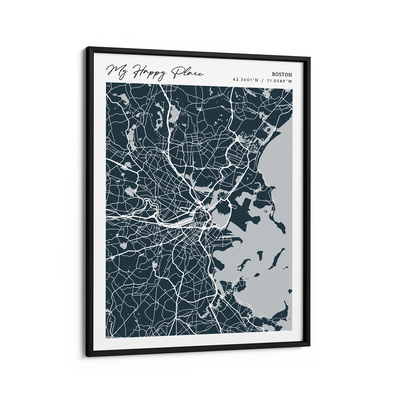Map Art - Deep Blue - Modern #2 Nook At You Matte Paper Black Frame