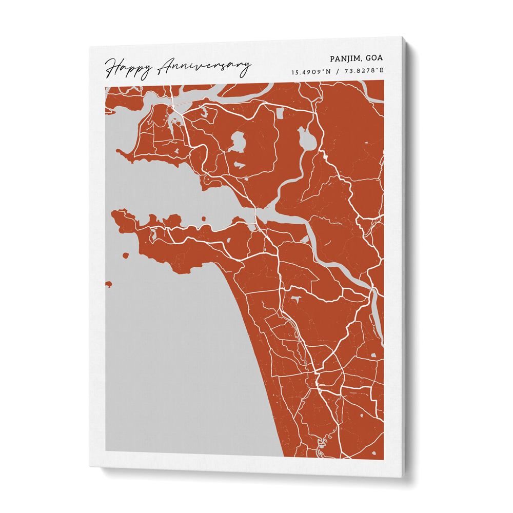 Map Art - Burnt Orange - Modern #2 Nook At You Canvas Gallery Wrap