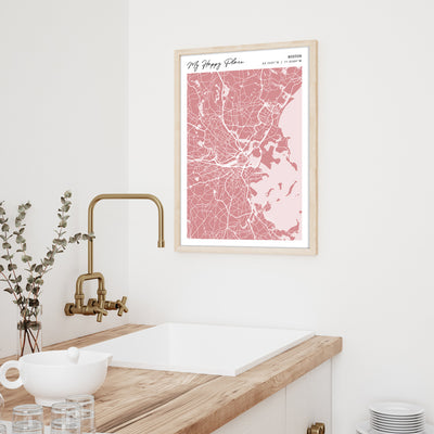 Map Art - Baby Pink - Modern #2 Nook At You  