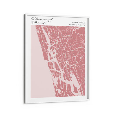 Map Art - Baby Pink - Modern #2 Nook At You Matte Paper White Frame