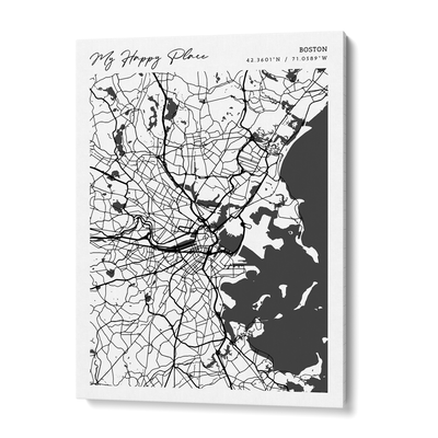 Map Art - White - Modern #2 Nook At You Canvas Gallery Wrap