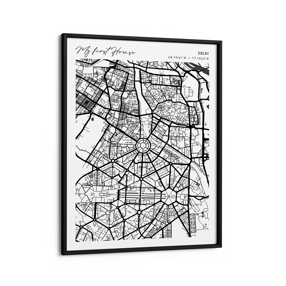 Map Art - White - Modern #2 Nook At You Matte Paper Black Frame
