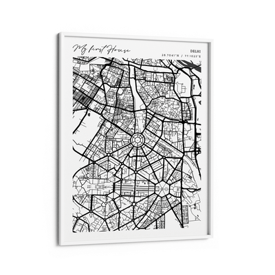 Map Art - White - Modern #2 Nook At You Matte Paper White Frame