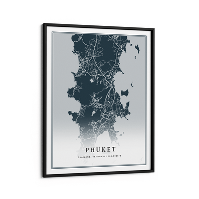 Map Art - Deep Blue - Classic Nook At You Matte Paper Black Frame