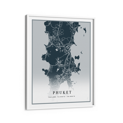 Map Art - Deep Blue - Classic Nook At You Matte Paper White Frame