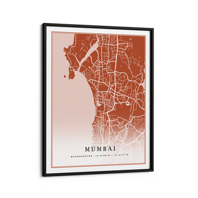Map Art - Burnt Orange - Classic Nook At You Matte Paper Black Frame