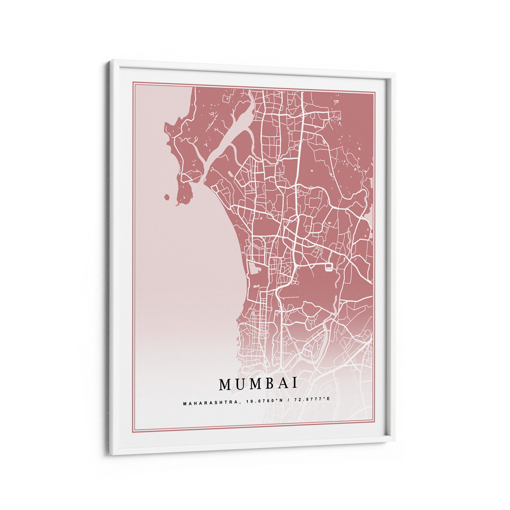 Map Art - Baby Pink - Classic Nook At You Matte Paper White Frame