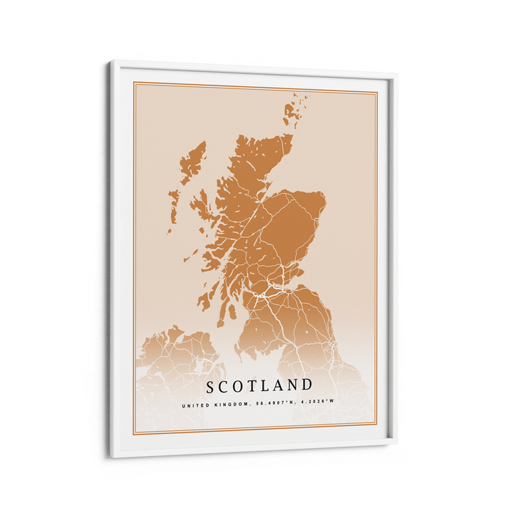 Map Art - Mustard - Classic Nook At You Matte Paper White Frame