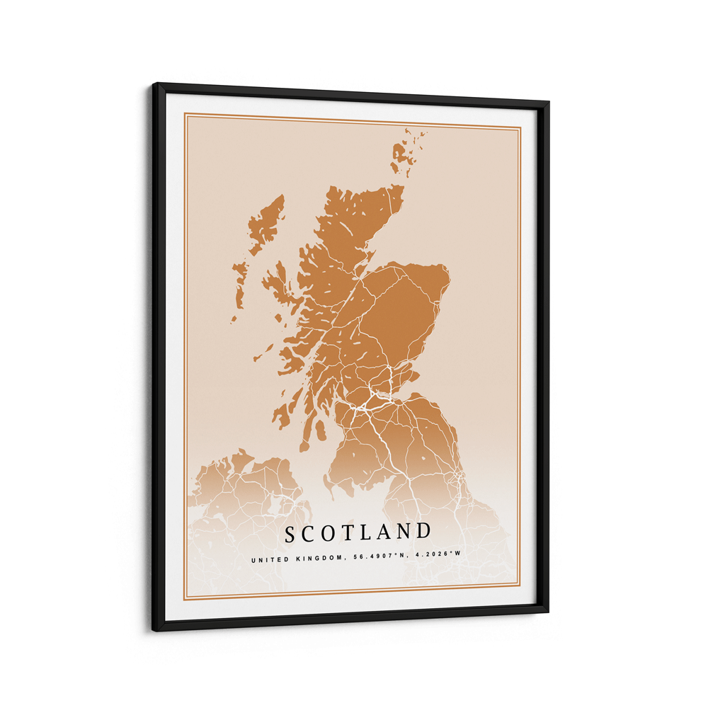 Map Art - Mustard - Classic Nook At You Matte Paper Black Frame