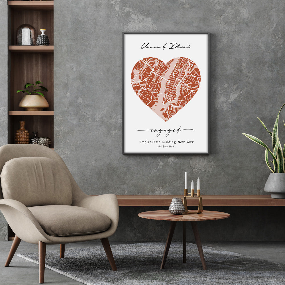 Map Art - Burnt Orange - Love Nook At You  