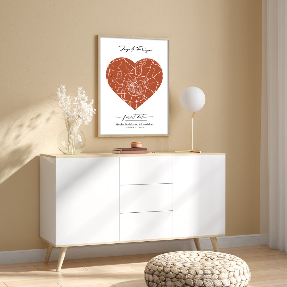 Map Art - Burnt Orange - Love Nook At You  