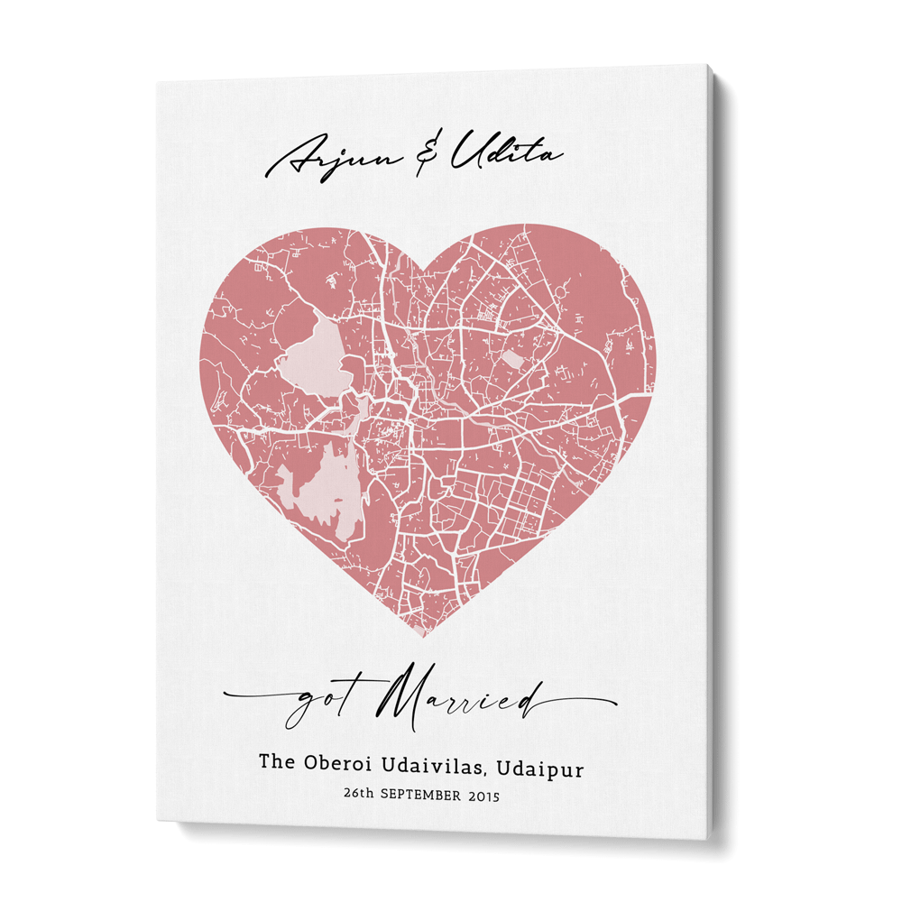 Map Art - Baby Pink - Love Nook At You Canvas Gallery Wrap
