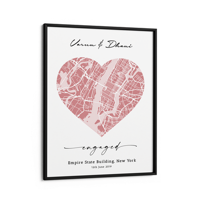Map Art - Baby Pink - Love Nook At You Matte Paper Black Frame