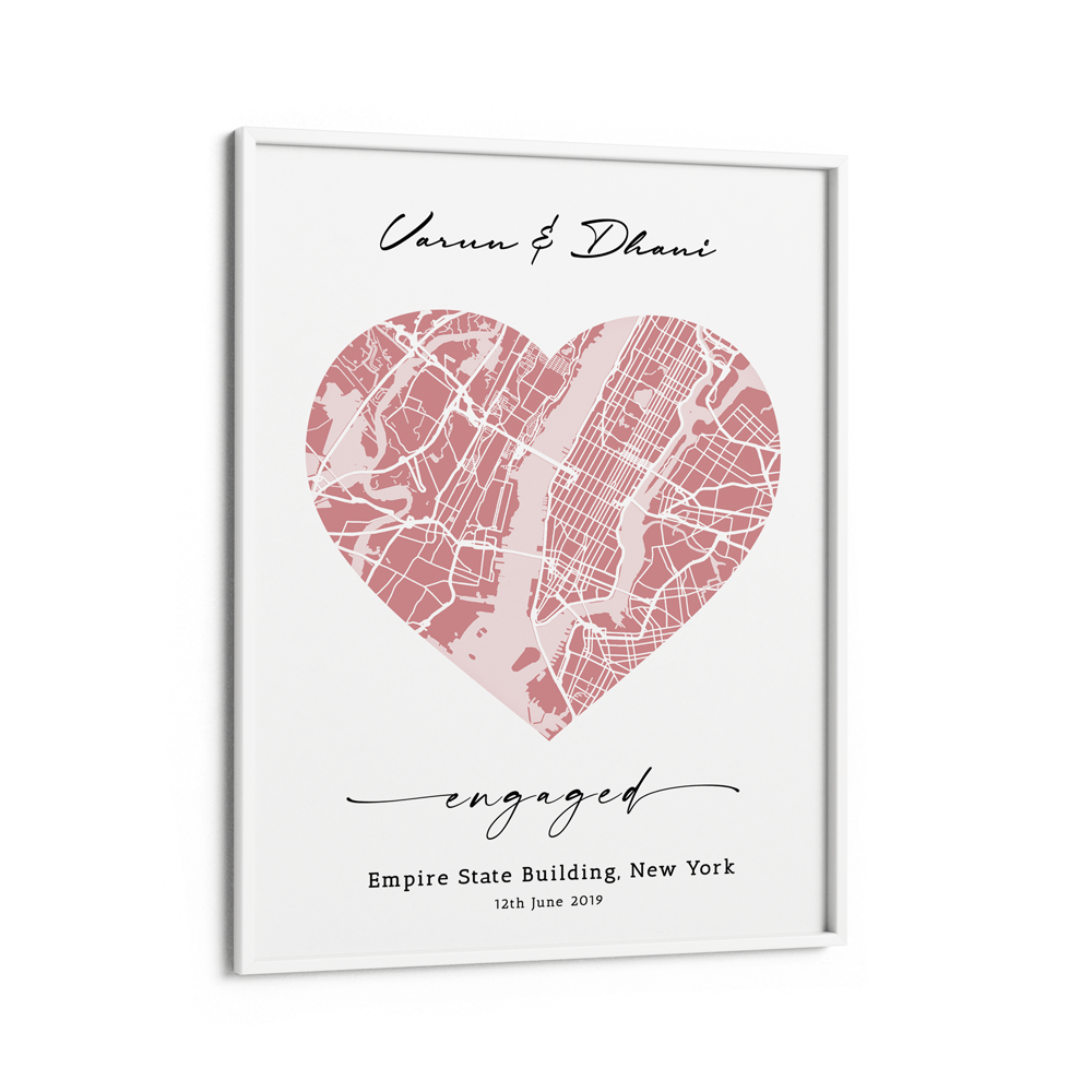 Map Art - Baby Pink - Love Nook At You Matte Paper White Frame