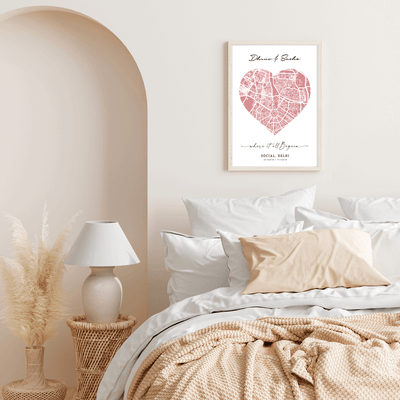 Map Art - Baby Pink - Love Nook At You  
