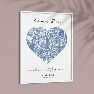 Map Art - Powder Blue - Love Nook At You  