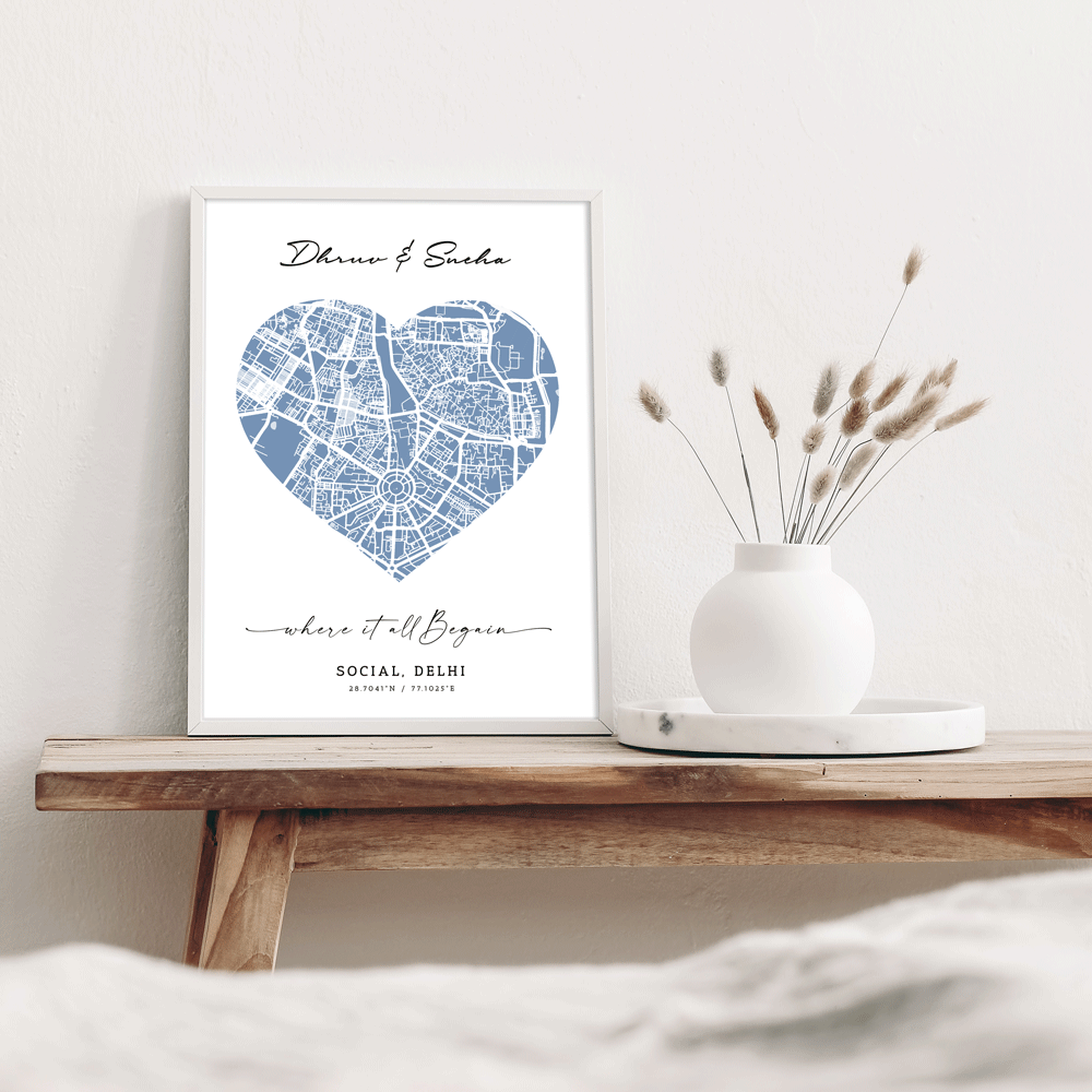 Map Art - Powder Blue - Love Nook At You  