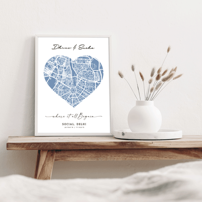 Map Art - Powder Blue - Love Nook At You  