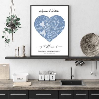 Map Art - Powder Blue - Love Nook At You  