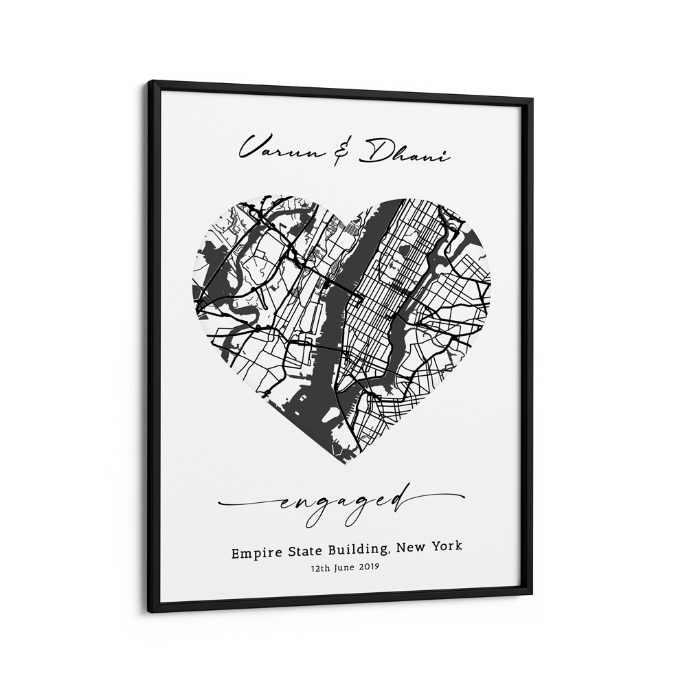 Map Art - White - Love Nook At You Matte Paper Black Frame