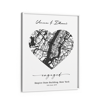 Map Art - White - Love Nook At You Matte Paper White Frame