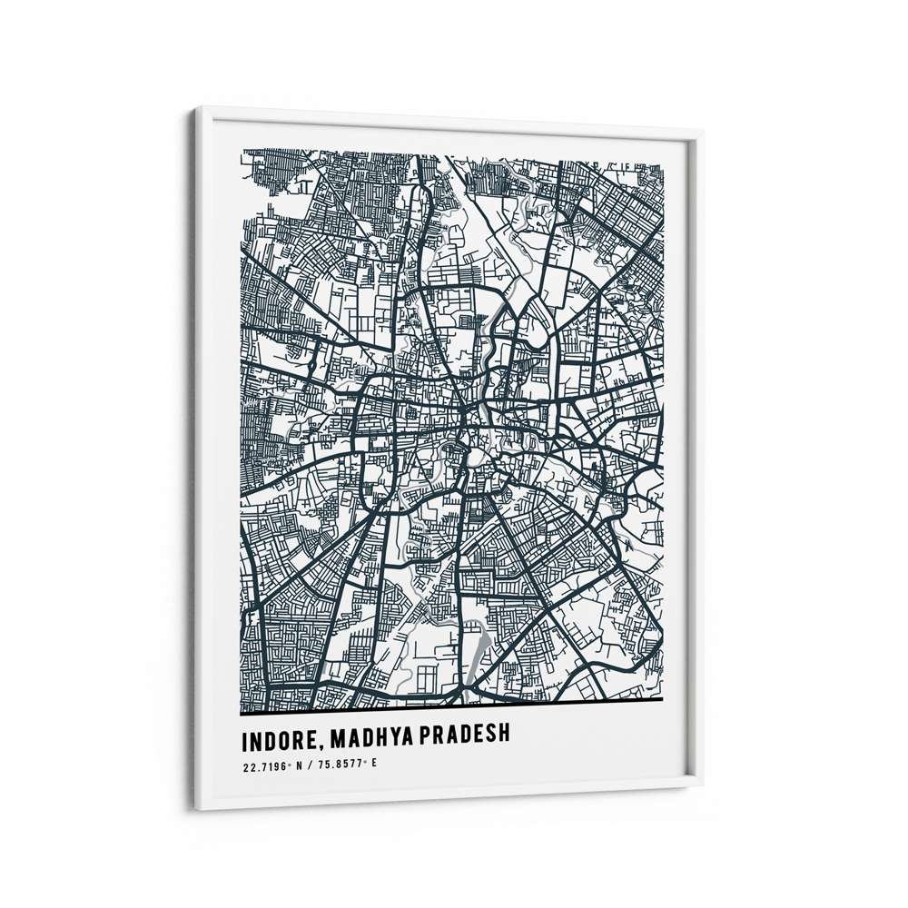 Map Art - Deep Blue - Pantone Nook At You Matte Paper White Frame