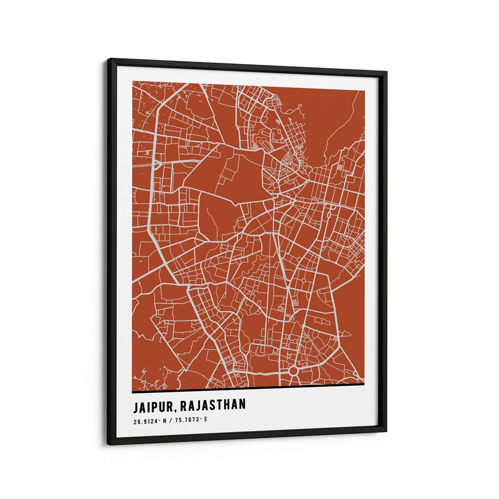 Map Art - Burnt Orange - Pantone Nook At You Matte Paper Black Frame