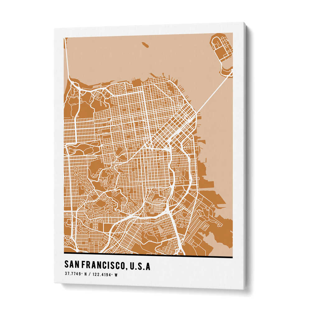Map Art - Mustard - Pantone Nook At You Canvas Gallery Wrap