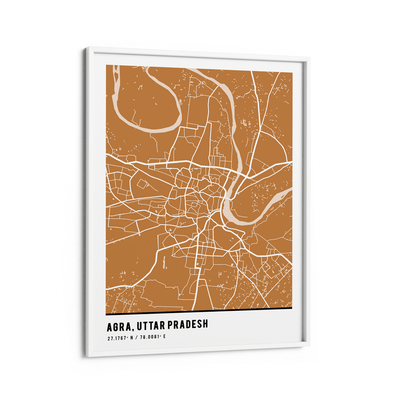 Map Art - Mustard - Pantone Nook At You Matte Paper White Frame