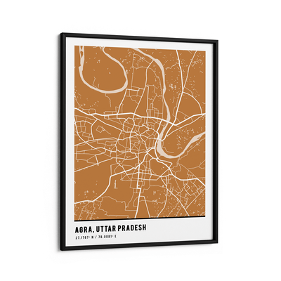 Map Art - Mustard - Pantone Nook At You Matte Paper Black Frame
