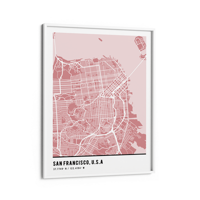 Map Art - Baby Pink - Pantone Nook At You Matte Paper White Frame