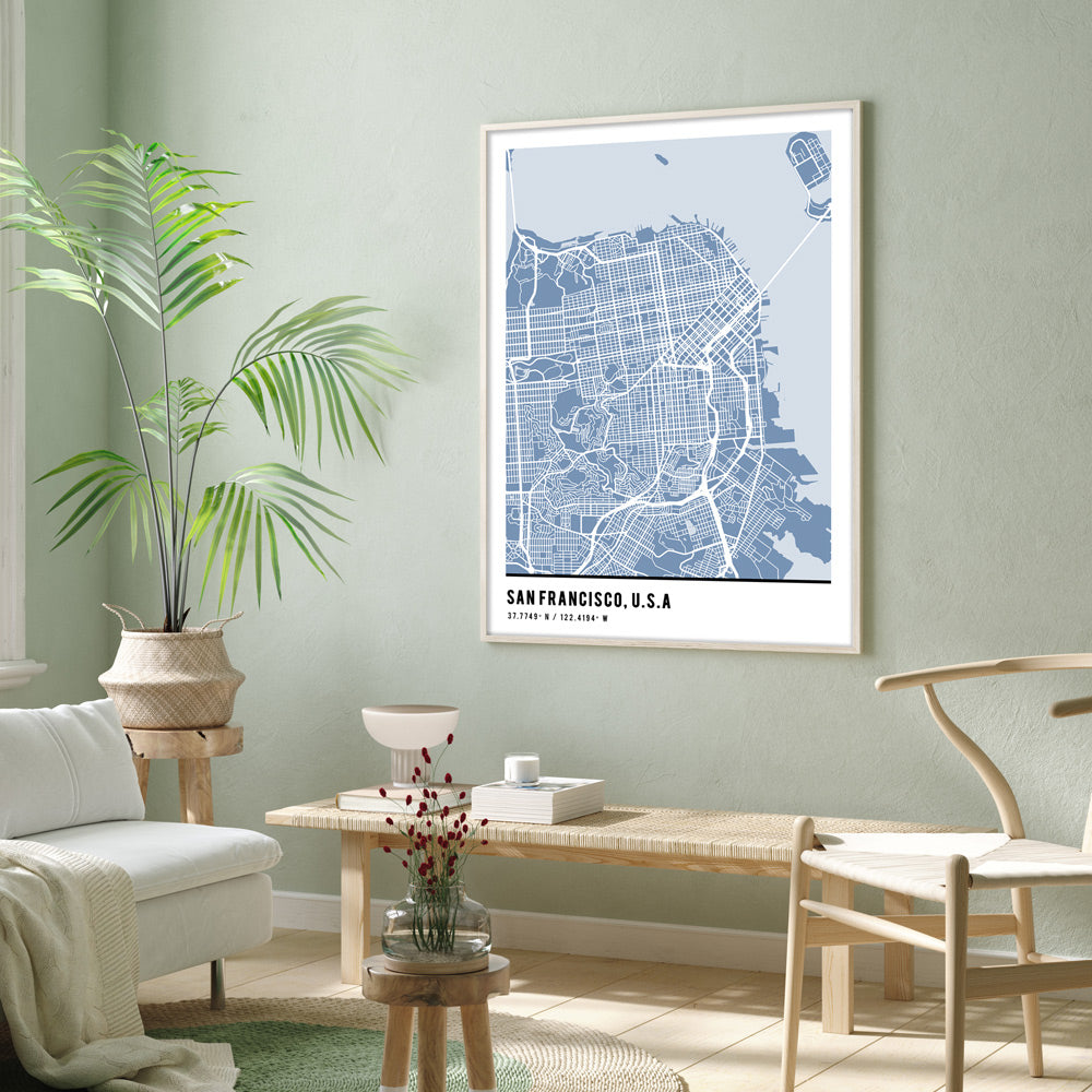 Map Art - Powder Blue - Pantone Nook At You  