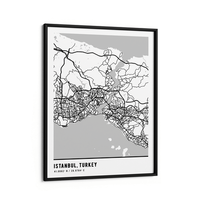 Map Art - White - Pantone Nook At You Matte Paper Black Frame