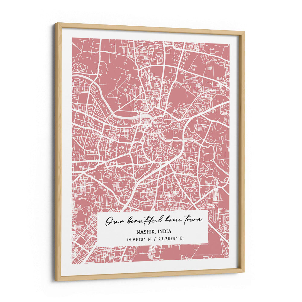 Map Art - Baby Pink - The Executive Nook At You Matte Paper Wooden Frame