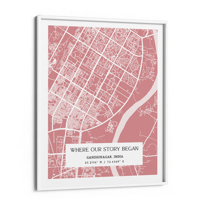 Map Art - Baby Pink - The Executive Nook At You Matte Paper White Frame