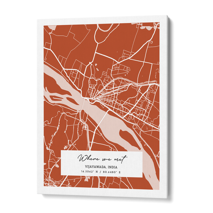 Map Art - Burnt Orange - The Executive Nook At You Canvas Gallery Wrap