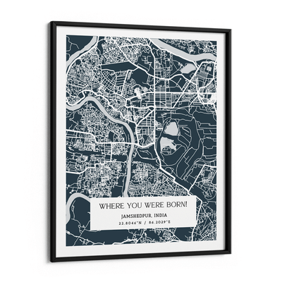 Map Art - Deep Blue - The Executive Nook At You Matte Paper Black Frame