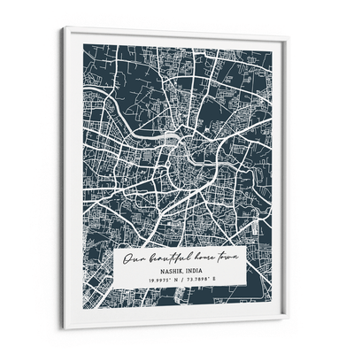 Map Art - Deep Blue - The Executive Nook At You Matte Paper White Frame
