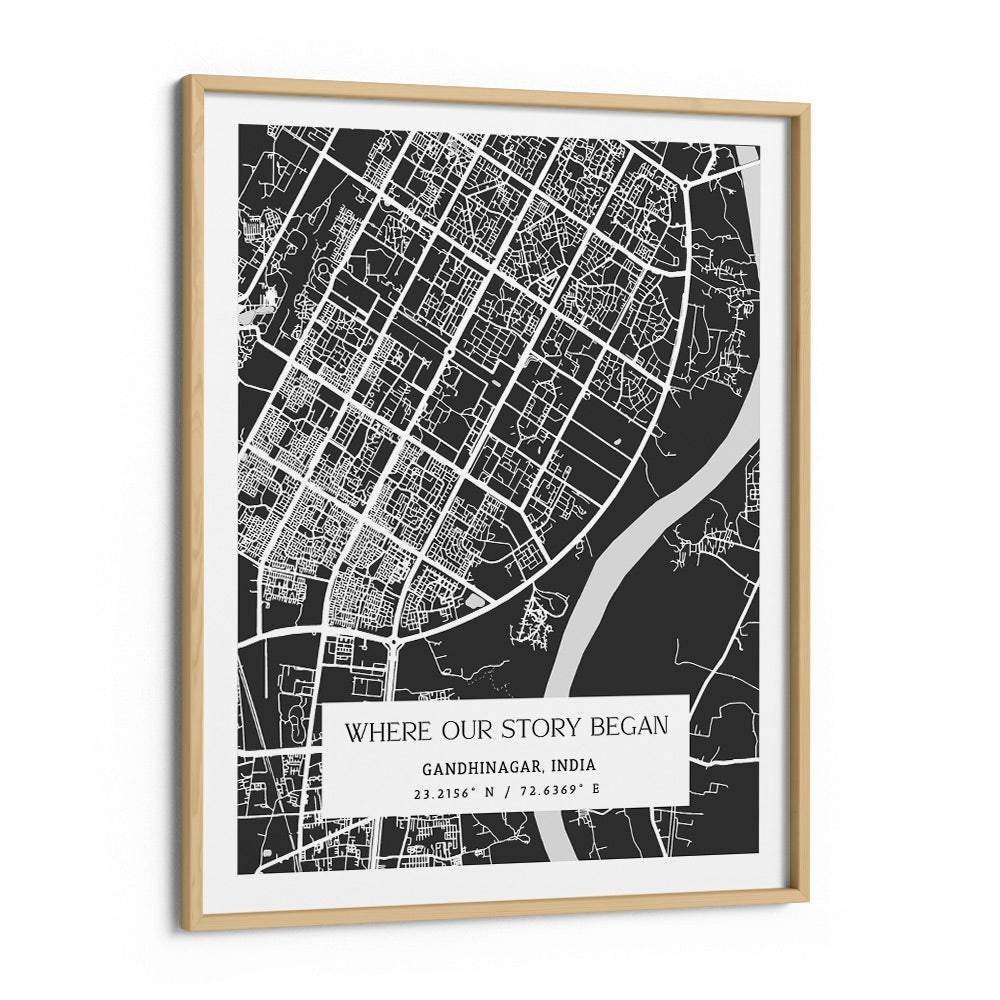 Map Art - Slate Grey - The Executive Nook At You Matte Paper Wooden Frame