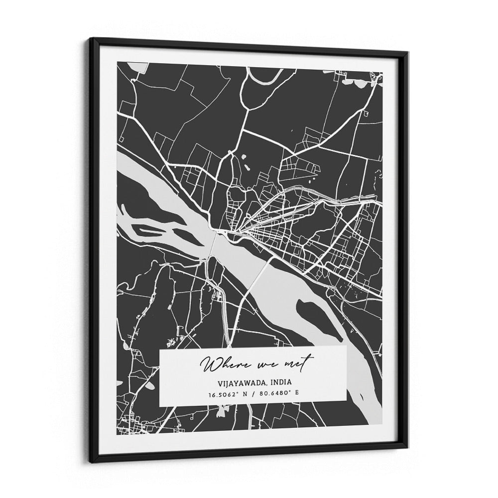 Map Art - Slate Grey - The Executive Nook At You Matte Paper Black Frame