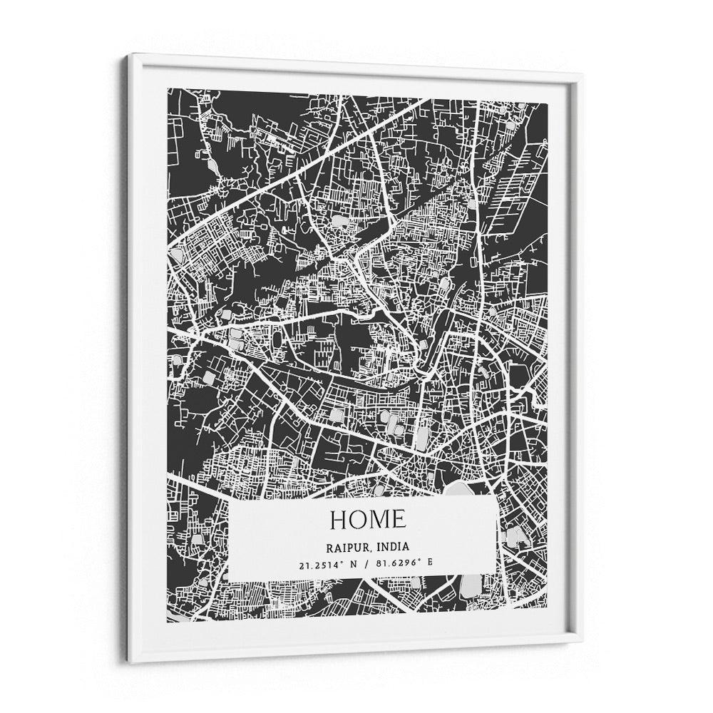 Map Art - Slate Grey - The Executive Nook At You Matte Paper White Frame