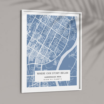 Map Art - Powder Blue - The Executive Nook At You  