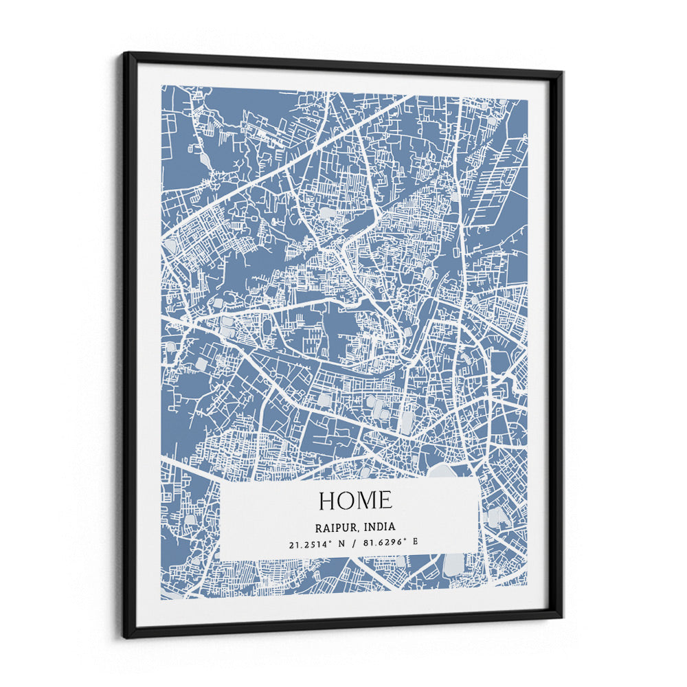 Map Art - Powder Blue - The Executive Nook At You Matte Paper Black Frame