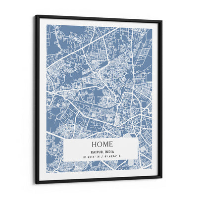 Map Art - Powder Blue - The Executive Nook At You Matte Paper Black Frame