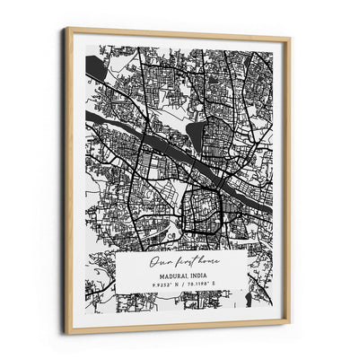 Map Art - White - The Executive Nook At You Matte Paper Wooden Frame