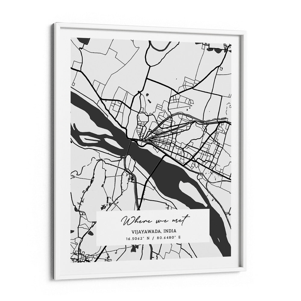 Map Art - White - The Executive Nook At You Matte Paper White Frame