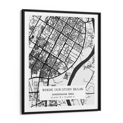 Map Art - White - The Executive Nook At You Matte Paper Black Frame
