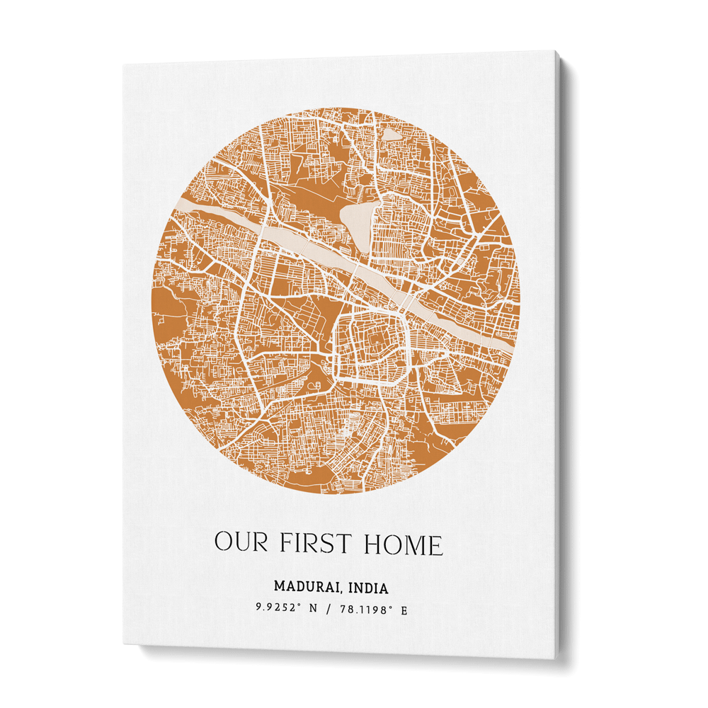 Map Art - Mustard - The Minimalist Nook At You Canvas Gallery Wrap