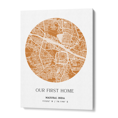 Map Art - Mustard - The Minimalist Nook At You Canvas Gallery Wrap